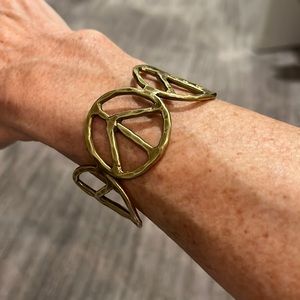 Brass peace sign cuff bracelet